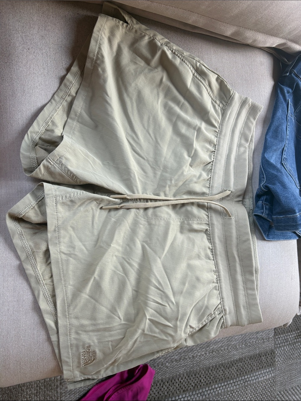 The North Face Women's Beige Athletic Shorts with Drawcord